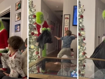 Padres disfrazados de Grinch: la tendencia viral en Estados Unidos y las dramáticas reacciones de los niños