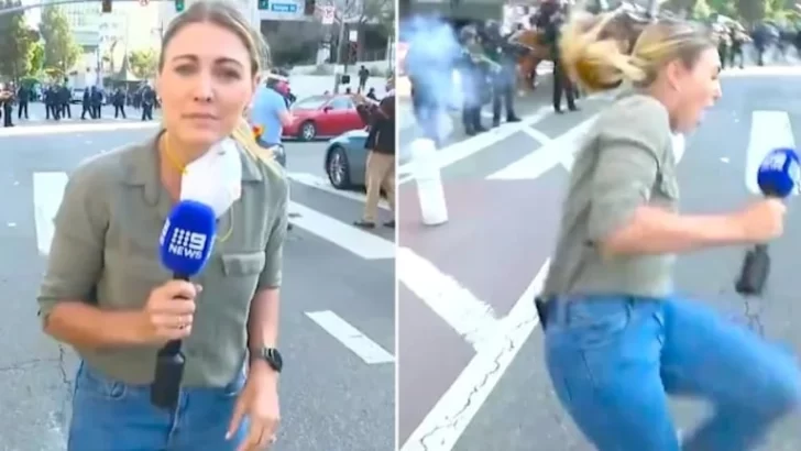 Periodista australiana baleada en vivo durante una protesta contra Trump en Los Ángeles